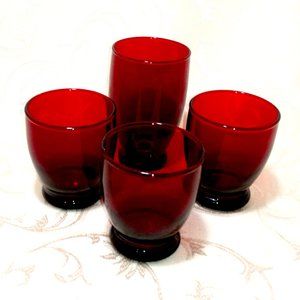 4 PC. ROYAL RUBY DEPRESSION GLASS